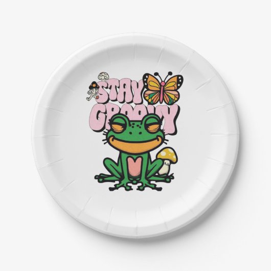 Blijf Groovy Kikker Papieren Bordje (Voorkant)