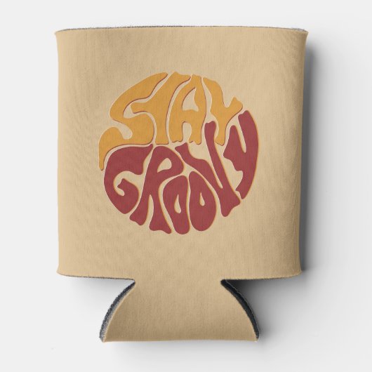 Blijf Groovy met een plons rood en geel Blikjeskoeler (Voorkant)