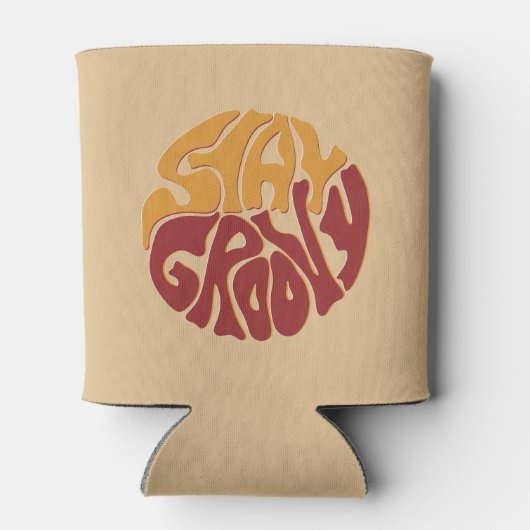 Blijf Groovy met een plons rood en geel Blikjeskoeler (Achterkant)