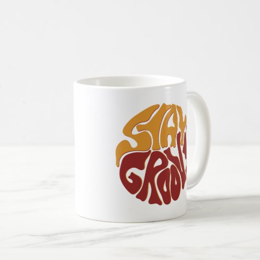 Blijf Groovy met een plons rood en geel Koffiemok (Voorkant rechts)