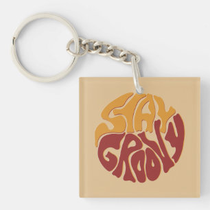 Blijf Groovy met een plons rood en geel Sleutelhanger
