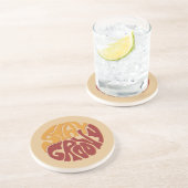 Blijf Groovy met een plons rood en geel Zandsteen Onderzetter (Zijkant)