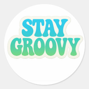 Blijf Groovy Neon Retro Golvende Tekst – Sticker