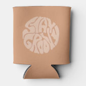 Blijf Groovy Retro Beige Blikjeskoeler (Voorkant)