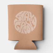 Blijf Groovy Retro Beige Blikjeskoeler (Achterkant)