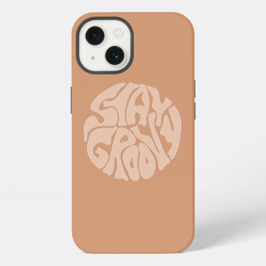 Blijf Groovy Retro Beige iPhone Hoesje (Achterkant)
