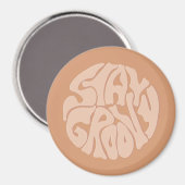 Blijf Groovy Retro Beige Magneet (Voorkant / Achterkant)