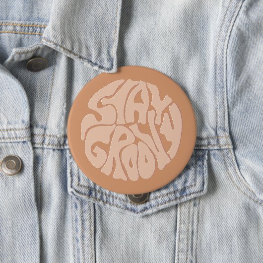 Blijf Groovy Retro Beige Ronde Button 4,0 Cm (In situ)