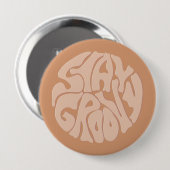 Blijf Groovy Retro Beige Ronde Button 4,0 Cm (Voorkant /achterkant)