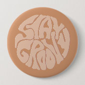 Blijf Groovy Retro Beige Ronde Button 4,0 Cm (Voorkant)