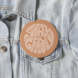 Blijf Groovy Retro Beige Ronde Button 4,0 Cm
