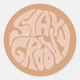 Blijf Groovy Retro Beige Ronde Sticker