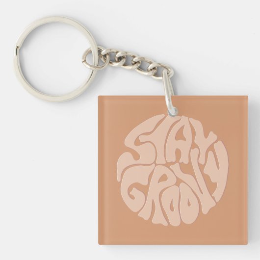 Blijf Groovy Retro Beige Sleutelhanger (voorkant)