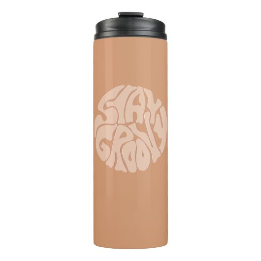 Blijf Groovy Retro Beige Thermosbeker (Voorkant)