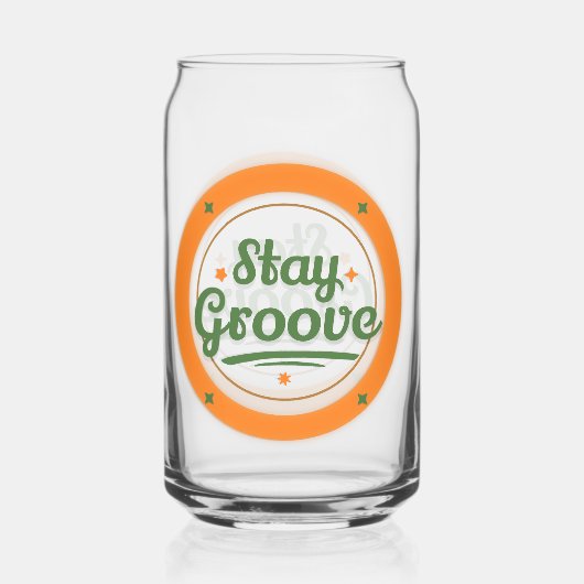 "Blijf Groovy" Retro Design Drinkglas Blikvorm Glas (Achterkant)
