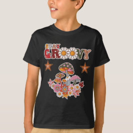 Blijf Groovy Retro Paddenstoel & Madeliefje Bloem  T-shirt
