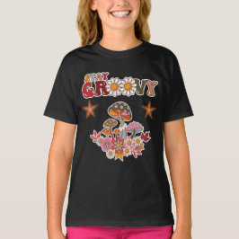 Blijf Groovy Retro Paddenstoel & Madeliefje Bloem  T-shirt