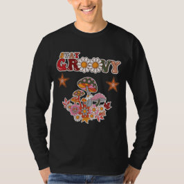 Blijf Groovy Retro Paddenstoel & Madeliefje Bloem  T-shirt