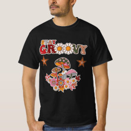 Blijf Groovy Retro Paddenstoel & Madeliefjes Bloem T-shirt