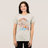 Blijf Groovy Retro Rainbow Flowers Typografie Tri-Blend Shirt (Voorkant volledig)
