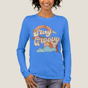 Blijf Groovy Retro Rainbow Flowers Typografie Tri-Blend Shirt