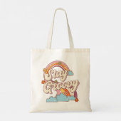 Blijf Groovy Retro Regenboog Bloemen Typografie Tote Bag (Achterkant)