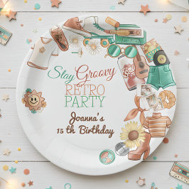 Blijf groovy retro verjaardagsfeest papieren bordje