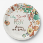 Blijf groovy retro verjaardagsfeest papieren bordje (Voorkant)