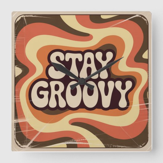 Blijf Groovy Vierkante Klok (Voorkant)