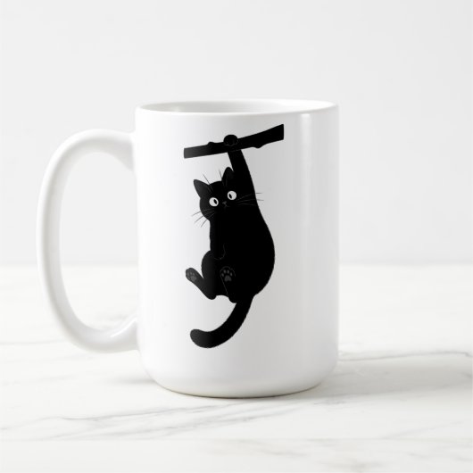 Blijf Hangend Leuke Zwarte Kat Silhouet Koffiemok (Links)