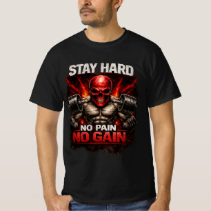 Blijf Hard Geen Pijn Geen Vooruitgang Gym Motivati T-shirt