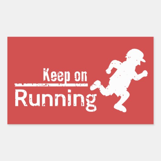 Blijf hardlopen in witte grunge rechthoekige sticker (Voorkant)