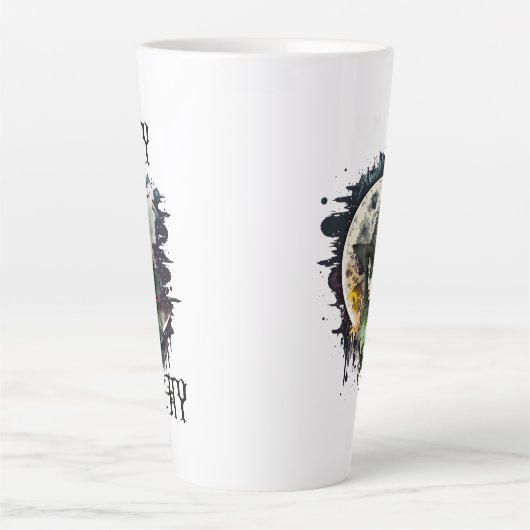 Blijf heks | Heks en Volle Maan Halloween Latte Mok (Voorkant)