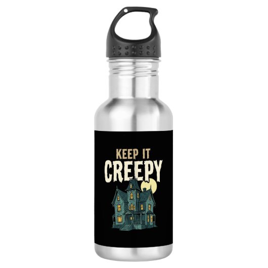 Blijf het Griezelige Huis Halloween Design_1 Waterfles (Voorkant)