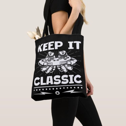 Blijf het Klassieke Retro Gaming Controller Videos Tote Bag (Dichtbij)