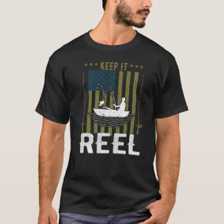 Blijf het Reel Vishaak Usa Vlag Camouflage Vis T-shirt