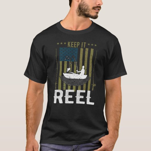 Blijf het Reel Vishaak Usa Vlag Camouflage Vis T-shirt (Voorkant)