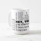 Blijf het werk harder motivatie prijzen koffiemok (Voorkant links)