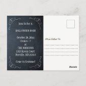 Blijf hier mijn vriendenknopje Halloween uitnodigi Briefkaart (Achterkant)