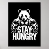 Blijf hongerig, Gym Panda, Bodybuilding Motivatie Poster (Voorkant)
