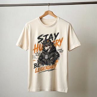Blijf hongerig Jacht meer wolf grafisch T-shirt | 