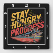 Blijf hongerig naar Progress Runner Vierkante Klok (Voorkant)
