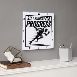 Blijf hongerig naar Progress Runner Vierkante Klok