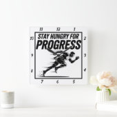 Blijf hongerig naar Progress Runner Vierkante Klok (Huis)
