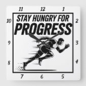 Blijf hongerig naar Progress Runner Vierkante Klok (Voorkant)