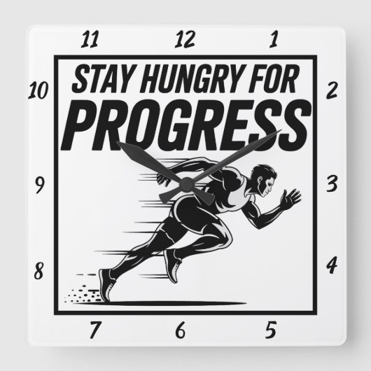 Blijf hongerig naar Progress Runner Vierkante Klok (Voorkant)