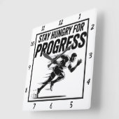 Blijf hongerig naar Progress Runner Vierkante Klok (Hoek)