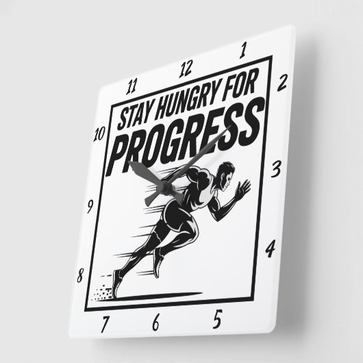 Blijf hongerig naar Progress Runner Vierkante Klok (Hoek)