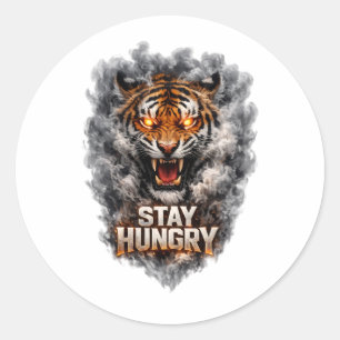 Blijf hongerig Tijger Motivatie Ontwerp Ronde Sticker