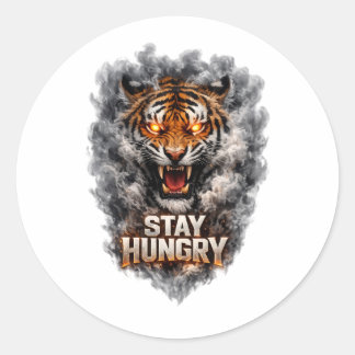 Blijf hongerig Tijger Motivatie Ontwerp Ronde Sticker